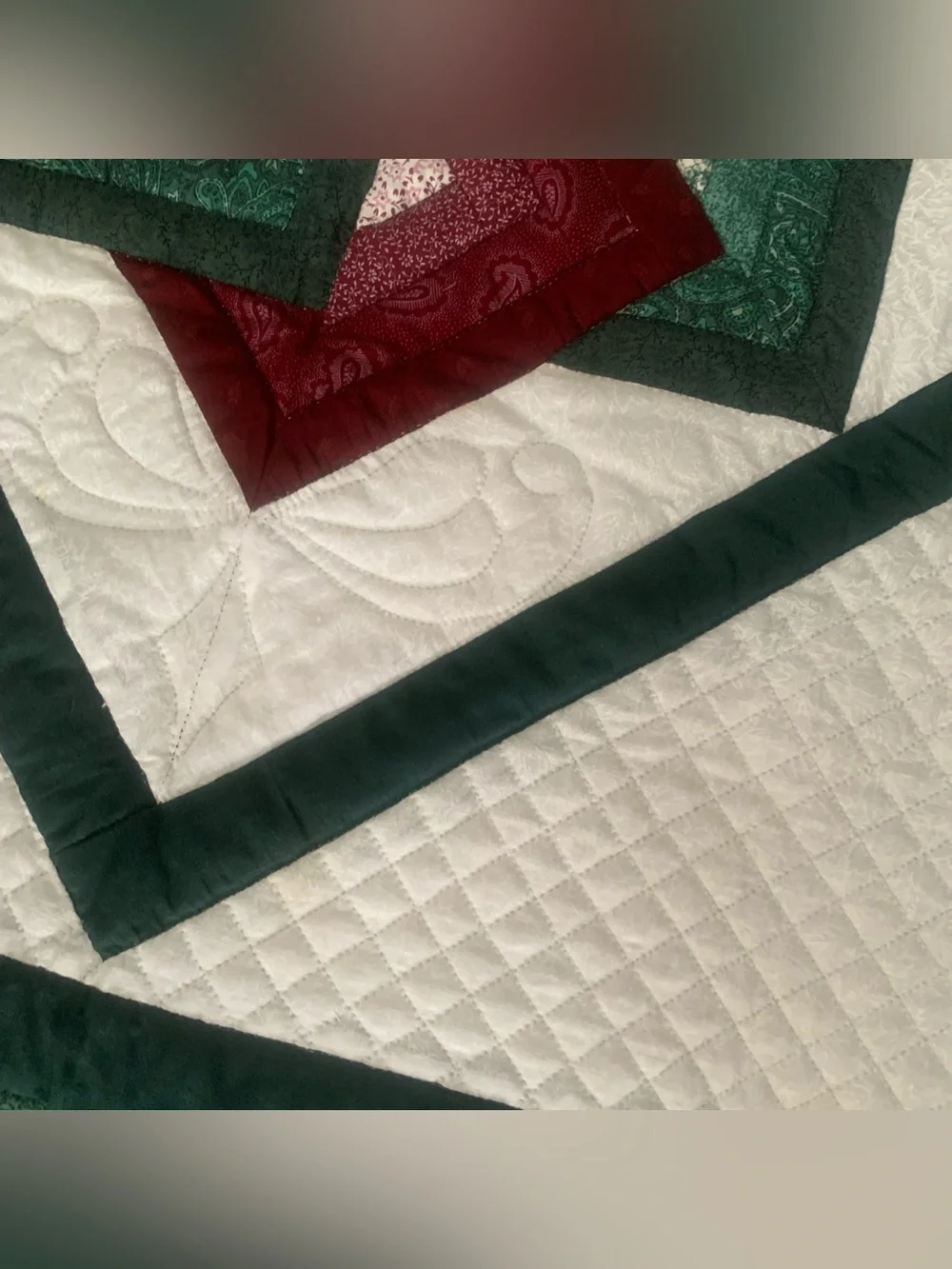 1998 VTG Village Quilts Handmade SPINNING STAR Cotton Hanging PATCHWOR QUILT 40”